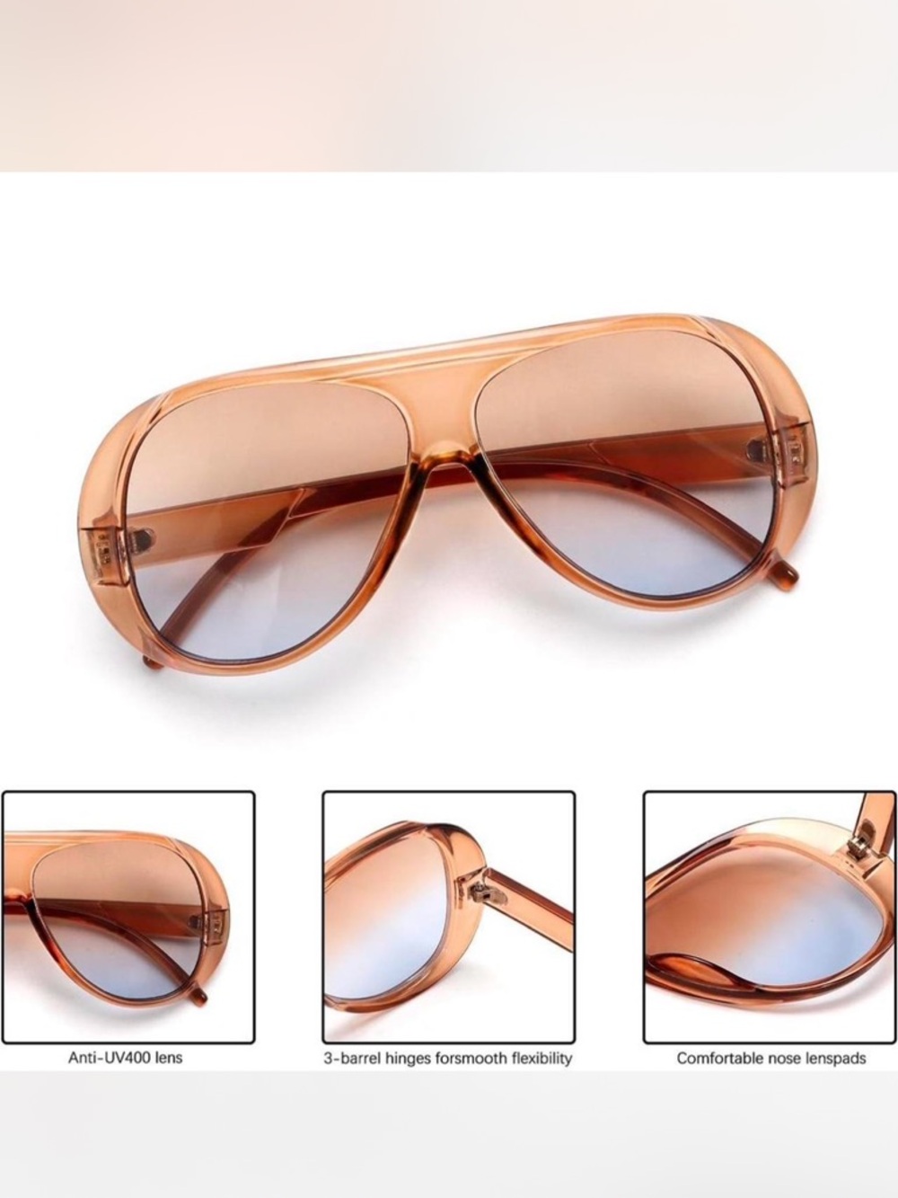 🔥🔥🆕Stylish Brown Sunglasses blue gradient lens